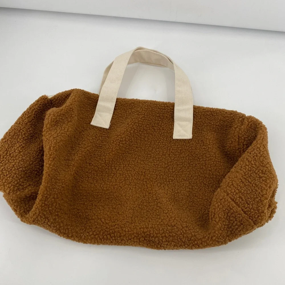 Sezane Octobre Editions Duffle Bag Brown Sherpa Fleece Weekend Travel